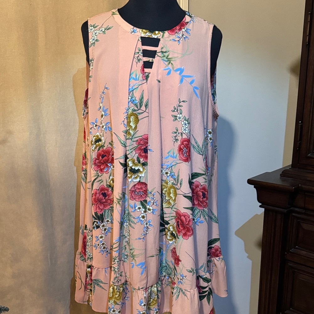 Umgee Floral Sleeveless Tunic / Dress - Size Large / XL